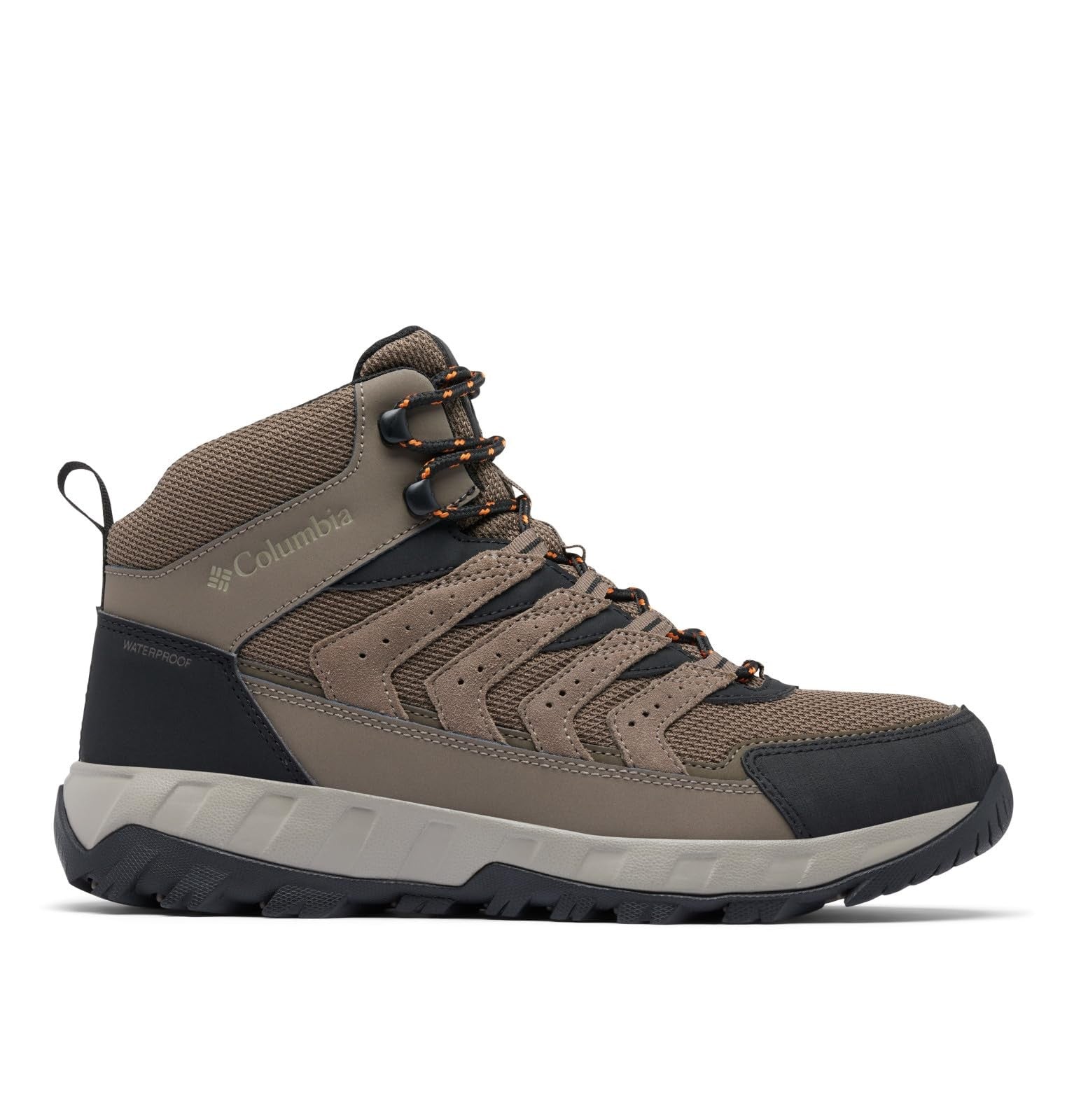 Columbia Mens Strata Trail Mid Waterproof, Mud/Desert Sun, 10