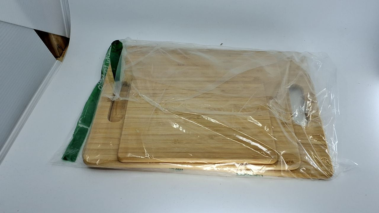 3-Piece Bamboo Cutting Board Set, Kitchen Boards for Meat & Vegetable Prep