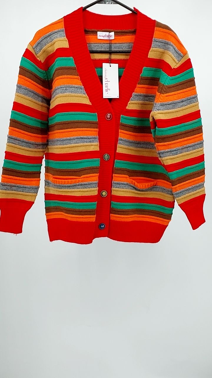 Contrast Stripes Button Up Long Sleeve Cardigan