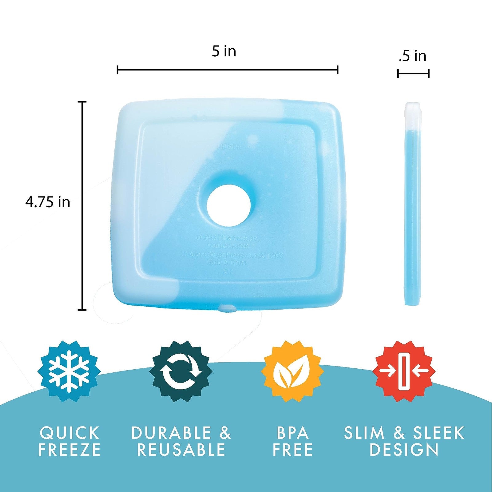 4 Pack Ice Packs for Lunch Boxes, Slim & Reusable, Green