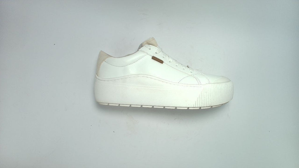 Dr Scholls Womens White Smooth Platform Lace Up Time Off Max Sneaker, 10M