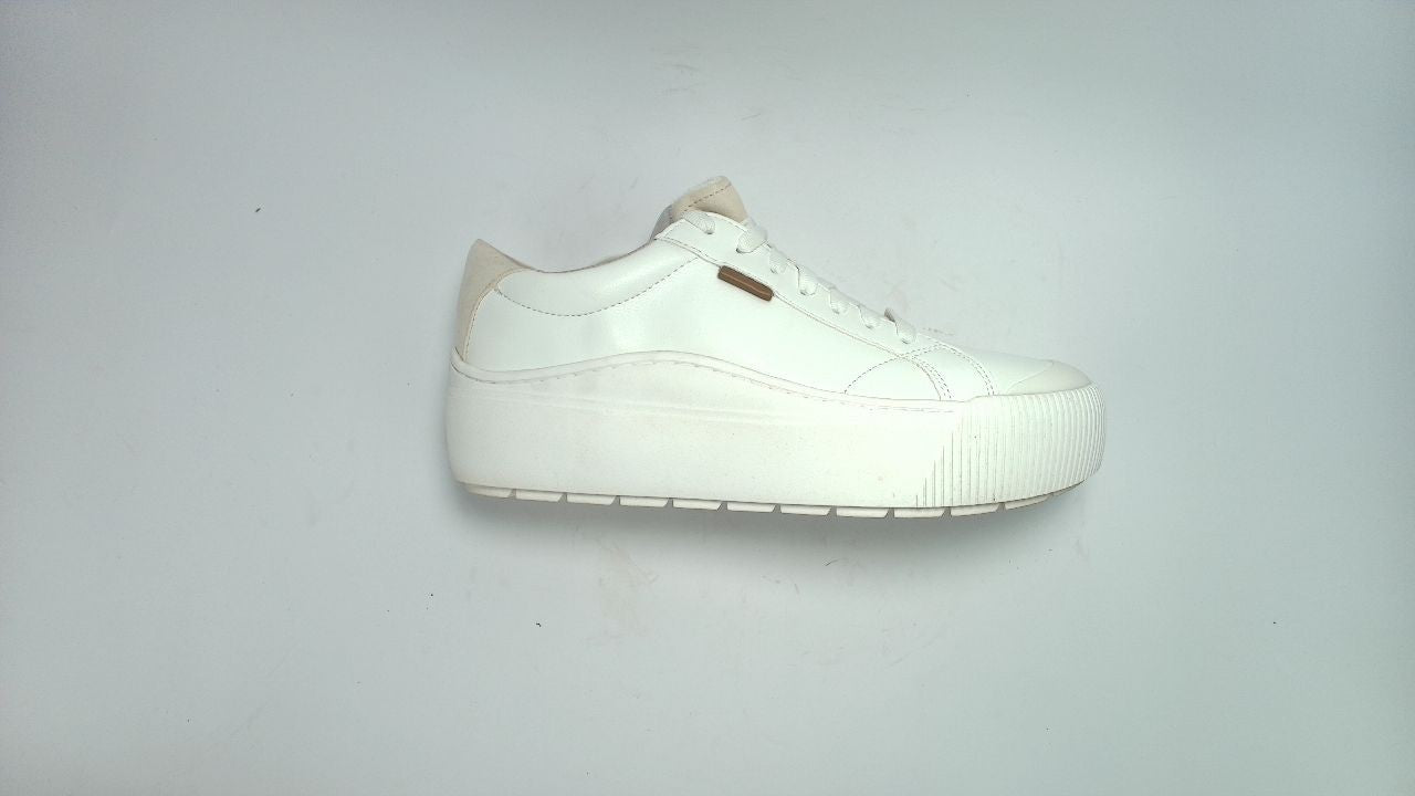 Dr Scholls Womens White Smooth Platform Lace Up Time Off Max Sneaker, 10M