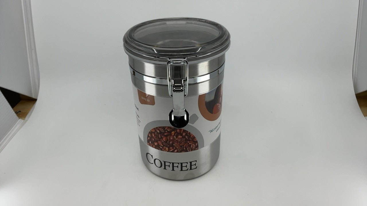 Airtight Oggi Coffee Canister 62 Fl Oz Stainless Steel Kitchen Storage