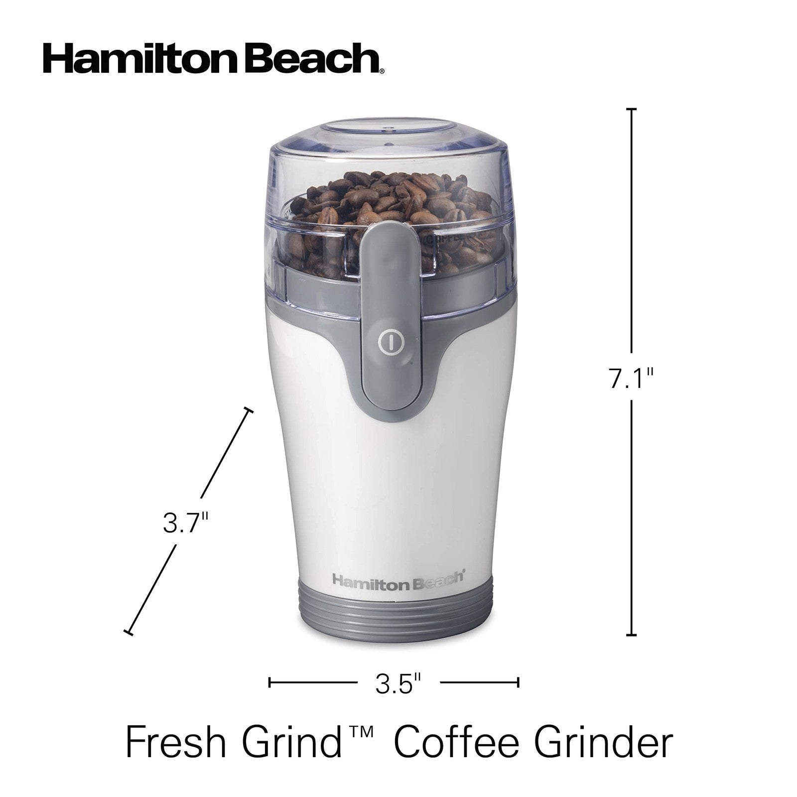 Electric Coffee Grinder for Beans & Spices, 12 Cups, White, Stainless Steel
