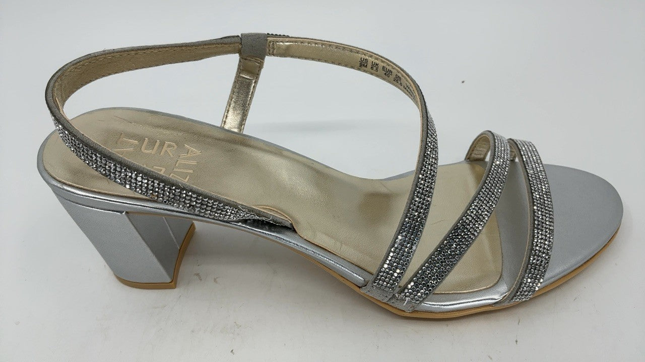 Naturalizer Vanessa2 Silver Heeled Sandals, Rhinestone, Size 9M