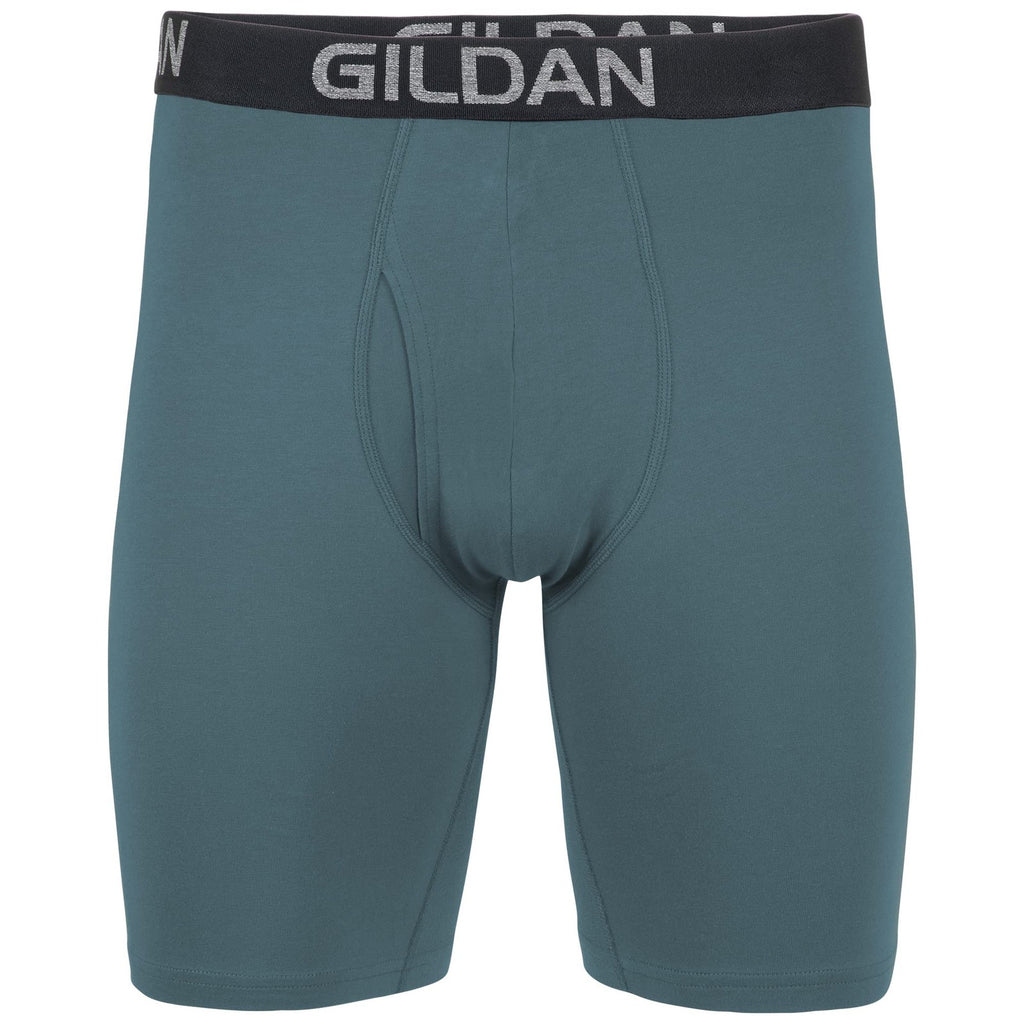 Men's Gildan Boxer Briefs, Cotton Stretch, 4-Pack, Medium, Hthr Dark Grey/Navy