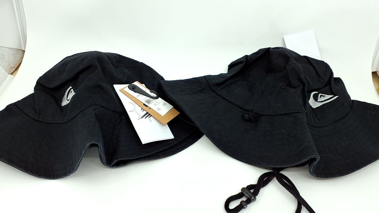 Black Cotton Floppy Visor Hat, Quiksilver, L-XL, Sun Protection