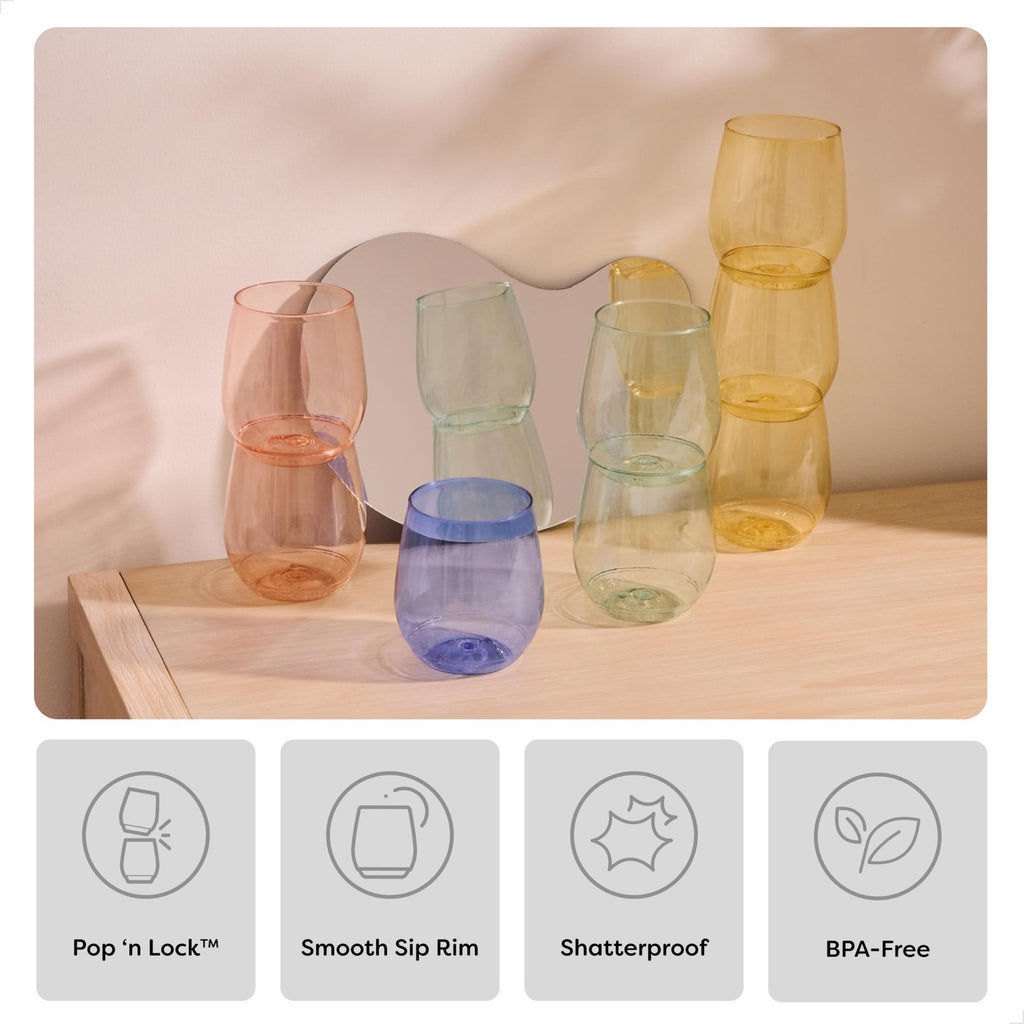 14oz Vino Plastic Wine Glasses Set of 12, Unbreakable & Recyclable