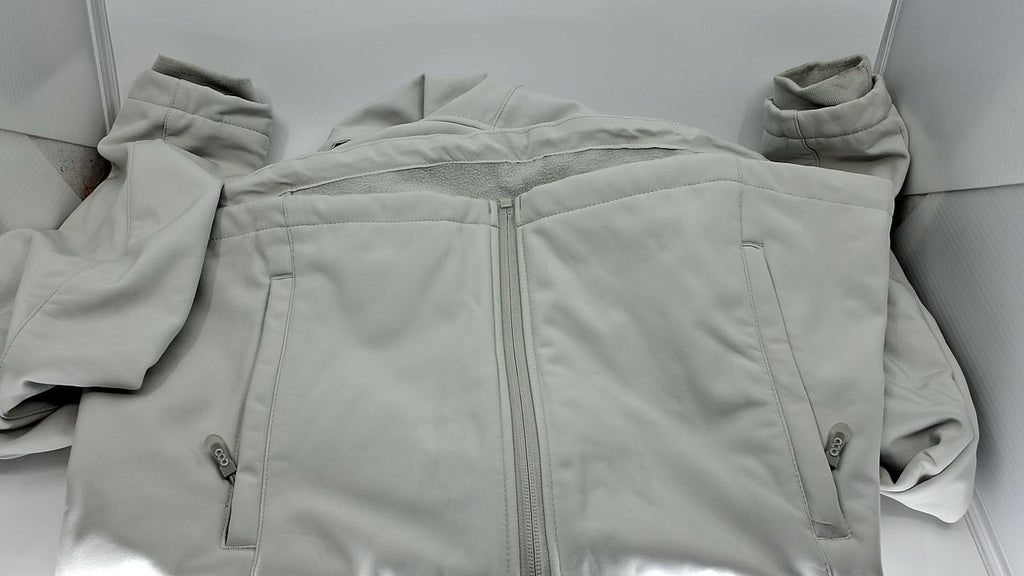 Hooded Women's Softshell Jacket, Fleece Lined, Windproof, Ice Grey, Medium