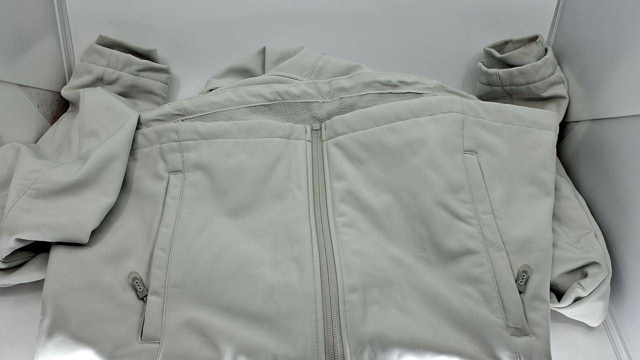 Hooded Women's Softshell Jacket, Fleece Lined, Windproof, Ice Grey, Medium