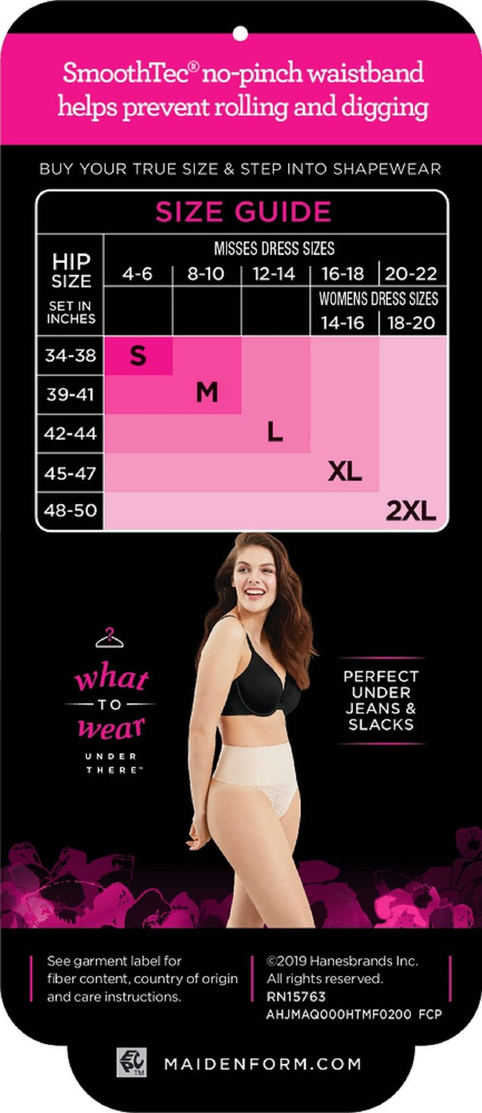 Maidenform DM0049 Tame Your Tummy Lace Thong, Black Lace, Small