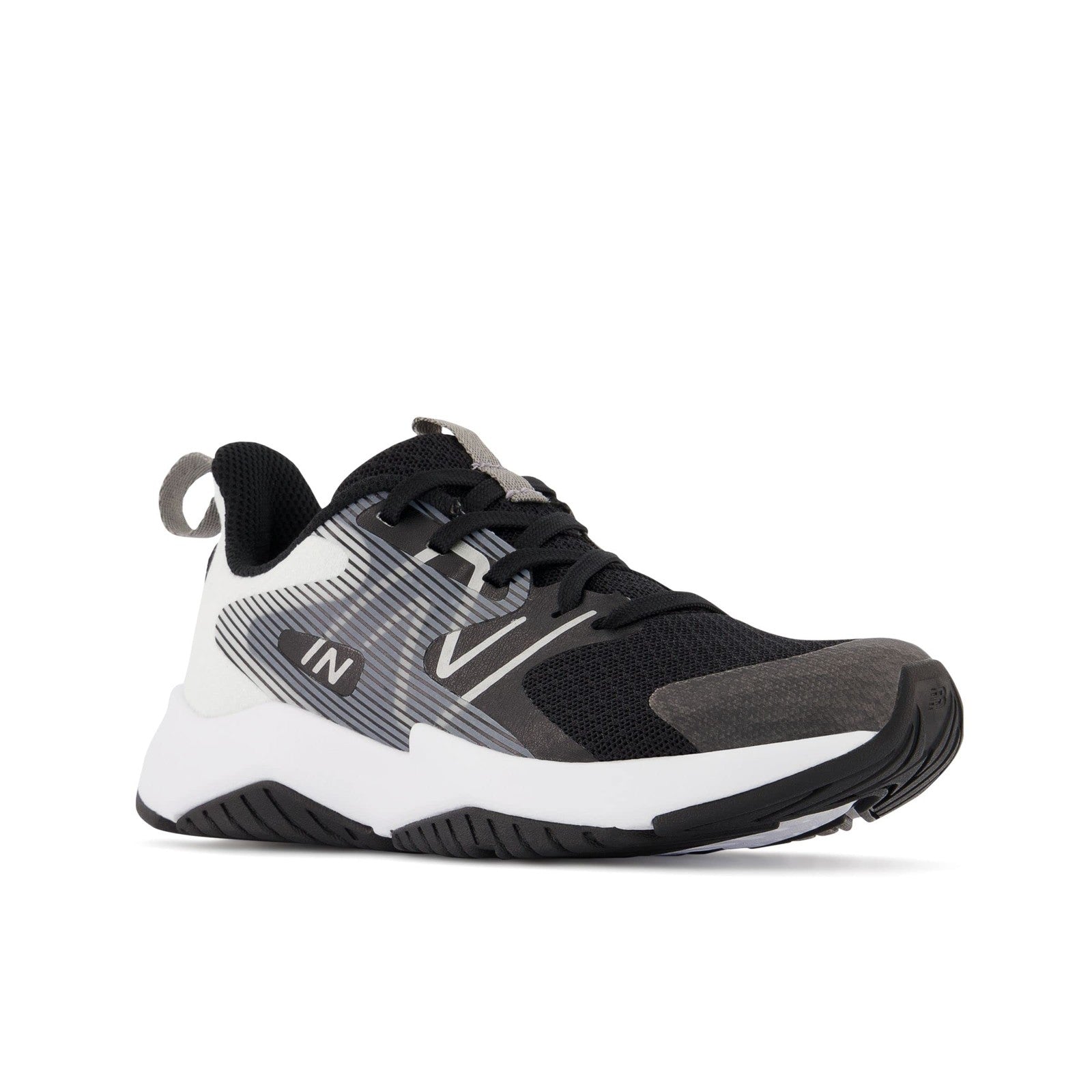 New Balance Kid's Rave Run V2 Lace-up Shoe, Black/White, 6.5 Wide Big Kid