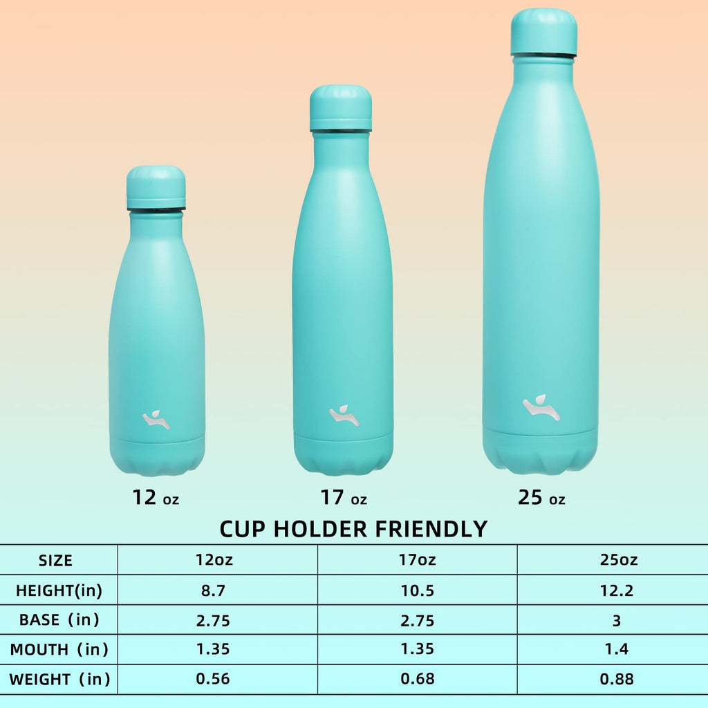 25 Oz Turquoise Insulated Water Bottle, Stainless Steel, Double Wall