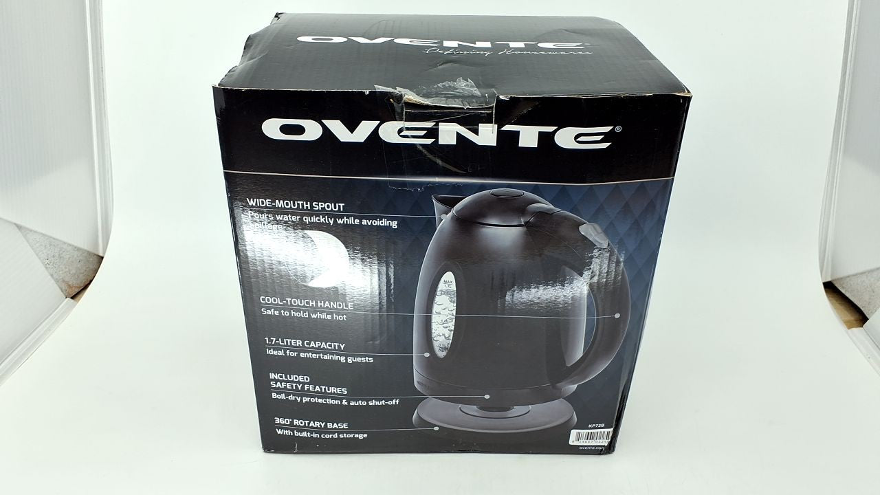 OVENTE 1.7L Electric Kettle, Fast Boiling, Removable Filter, Black