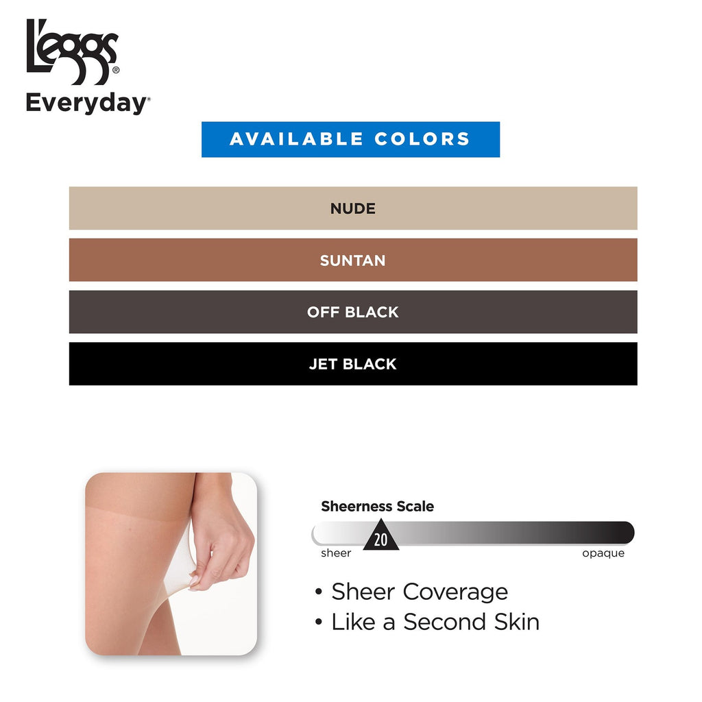 L'eggs Sheer Toe Pantyhose, Control Top, Nude, Size Q, 3-Pack