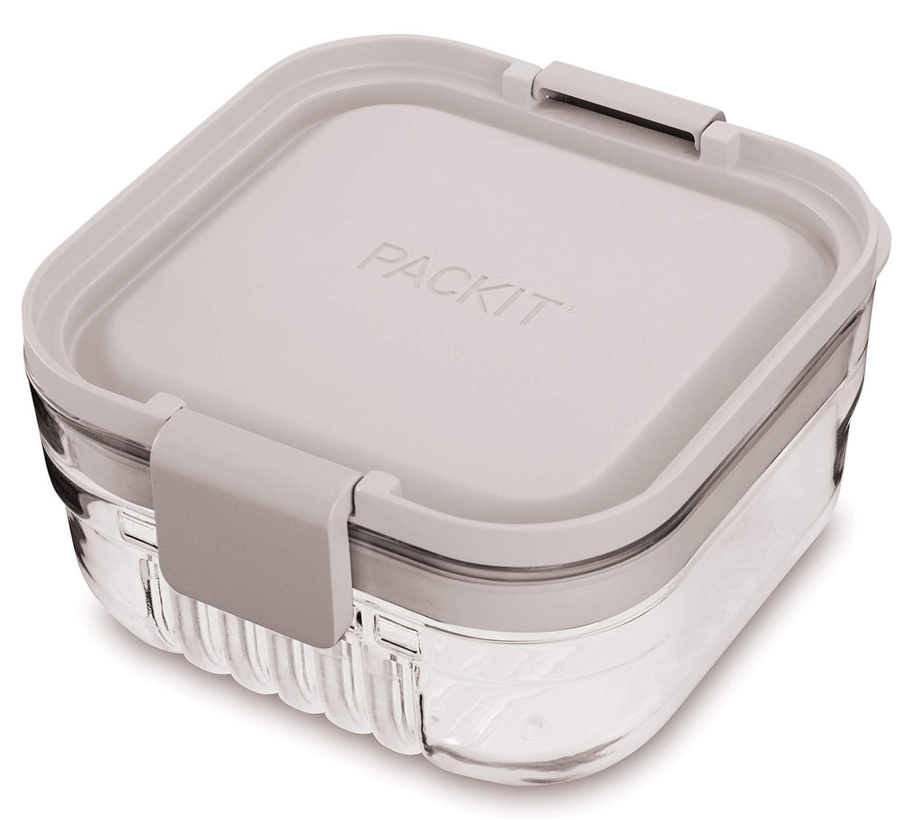 PackIt Mod Snack Bento Food Storage, Steel Gray, Microwavable & Dishwasher Safe
