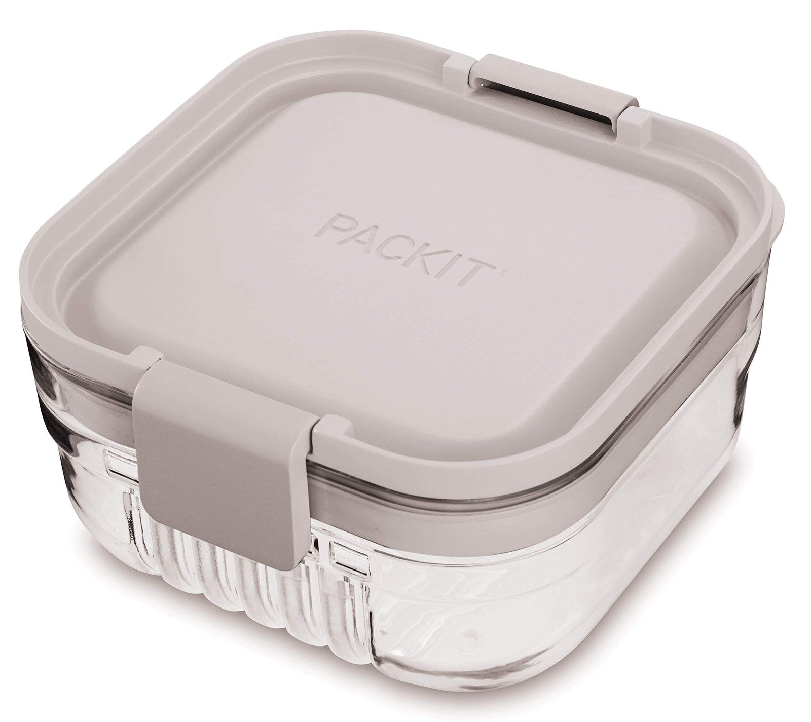 PackIt Mod Snack Bento Food Storage, Steel Gray, Microwavable & Dishwasher Safe