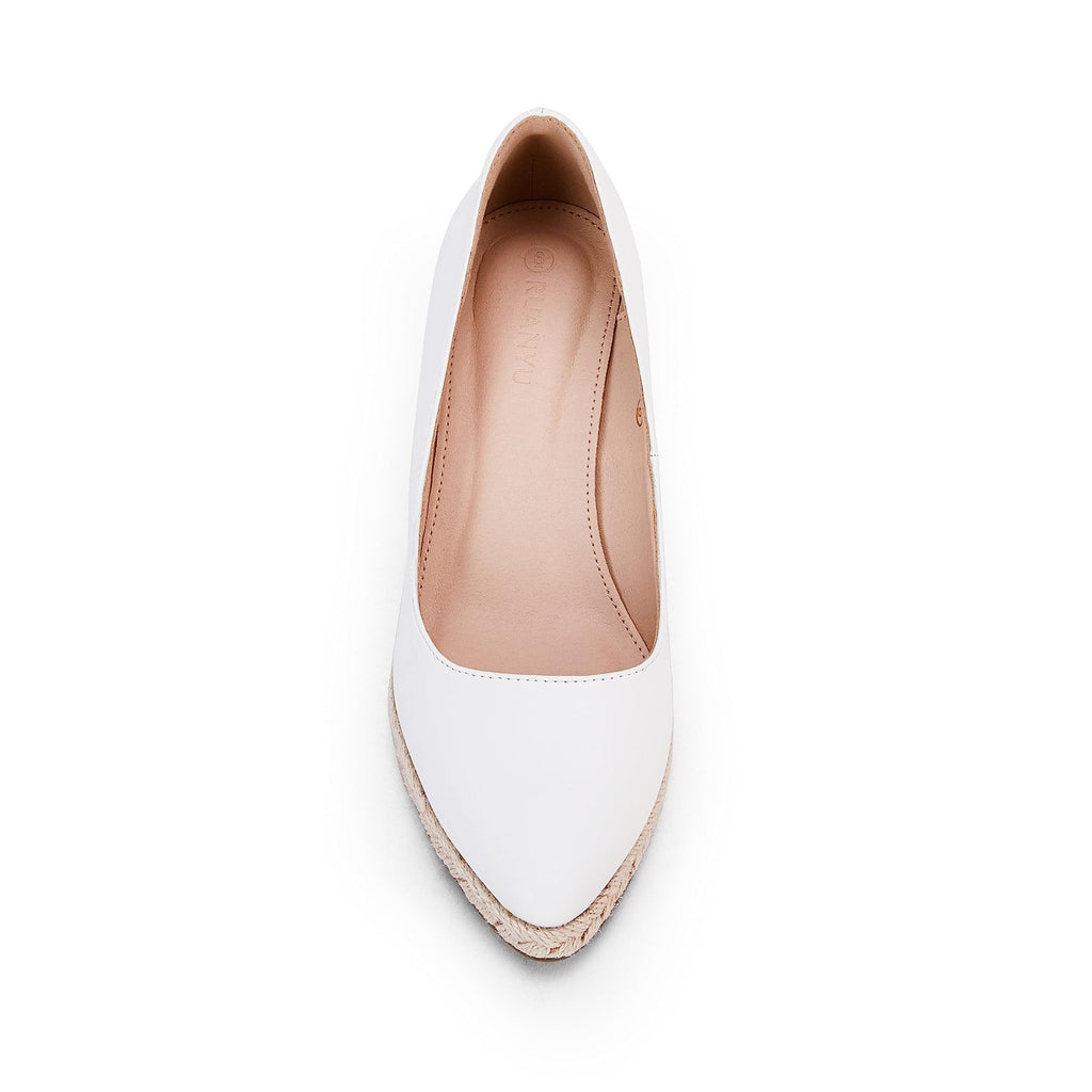 White Pointed Toe Wedge Sandals, Women's Size 7, Espadrille Style