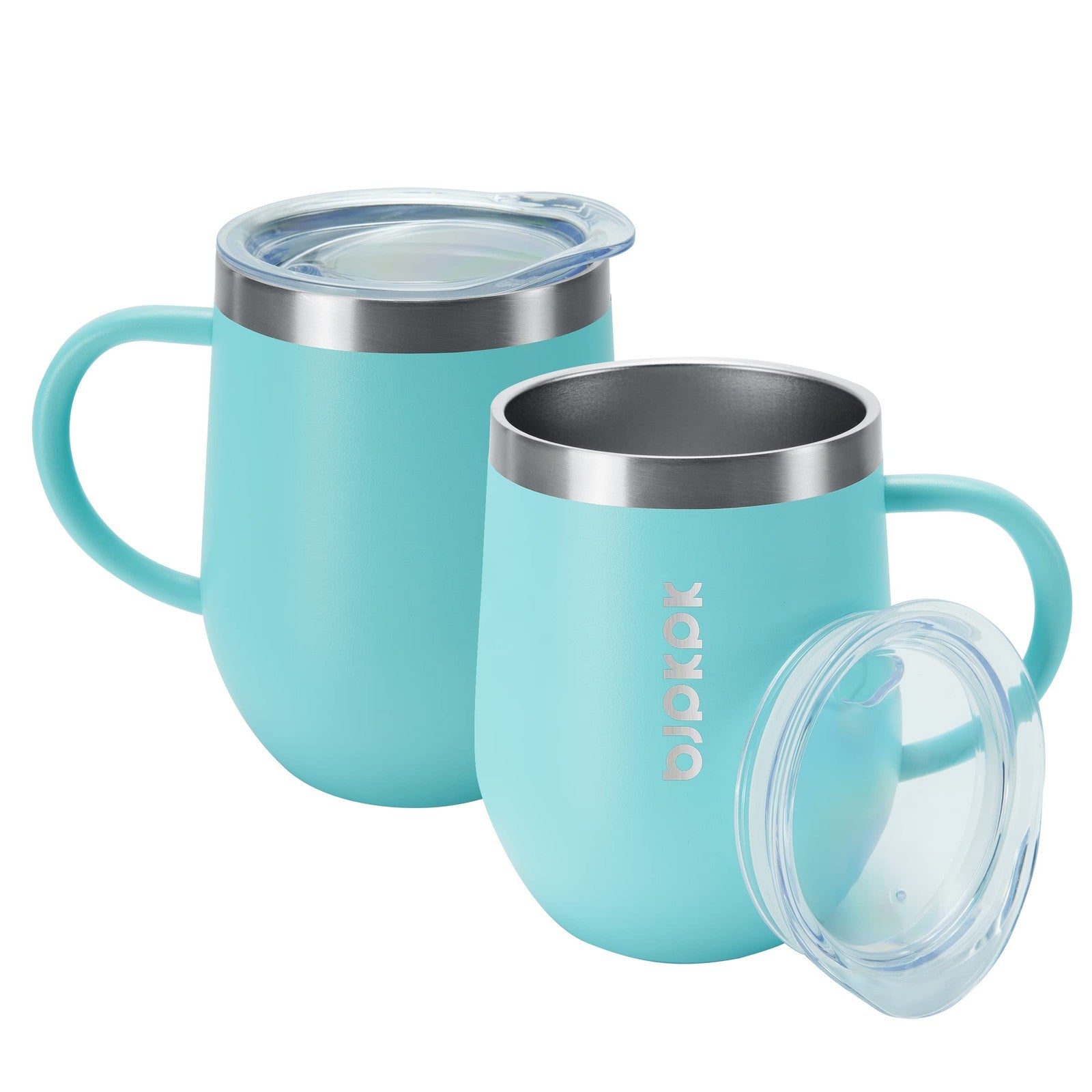 Insulated Coffee Tumblers 12 Oz, 2 Pcs, Stainless Steel, Turquoise