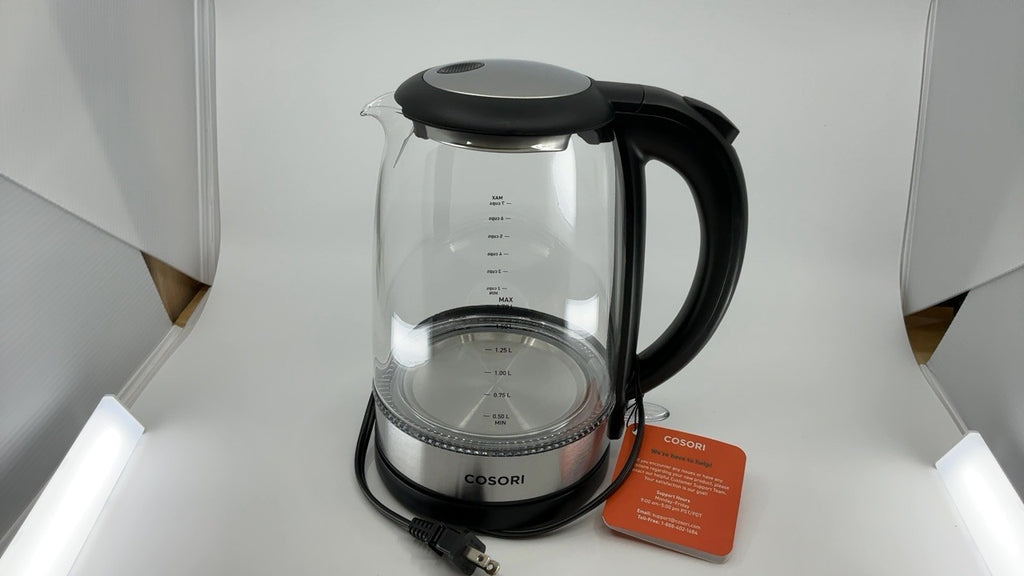 Borosilicate Glass Electric Kettle, 1.7L, Black, 1500W, Auto Shut Off