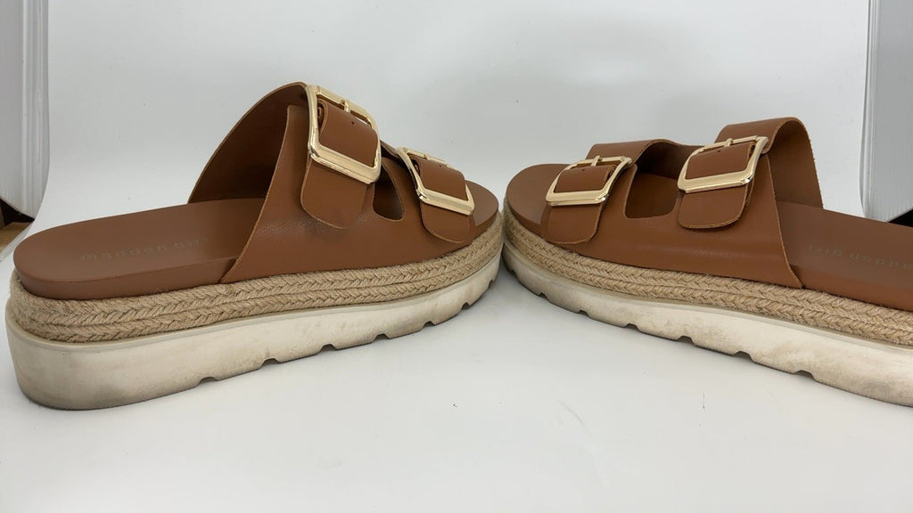 Madden Girl Women's Mythicall Flat Sandal, Dark Caramel, 10