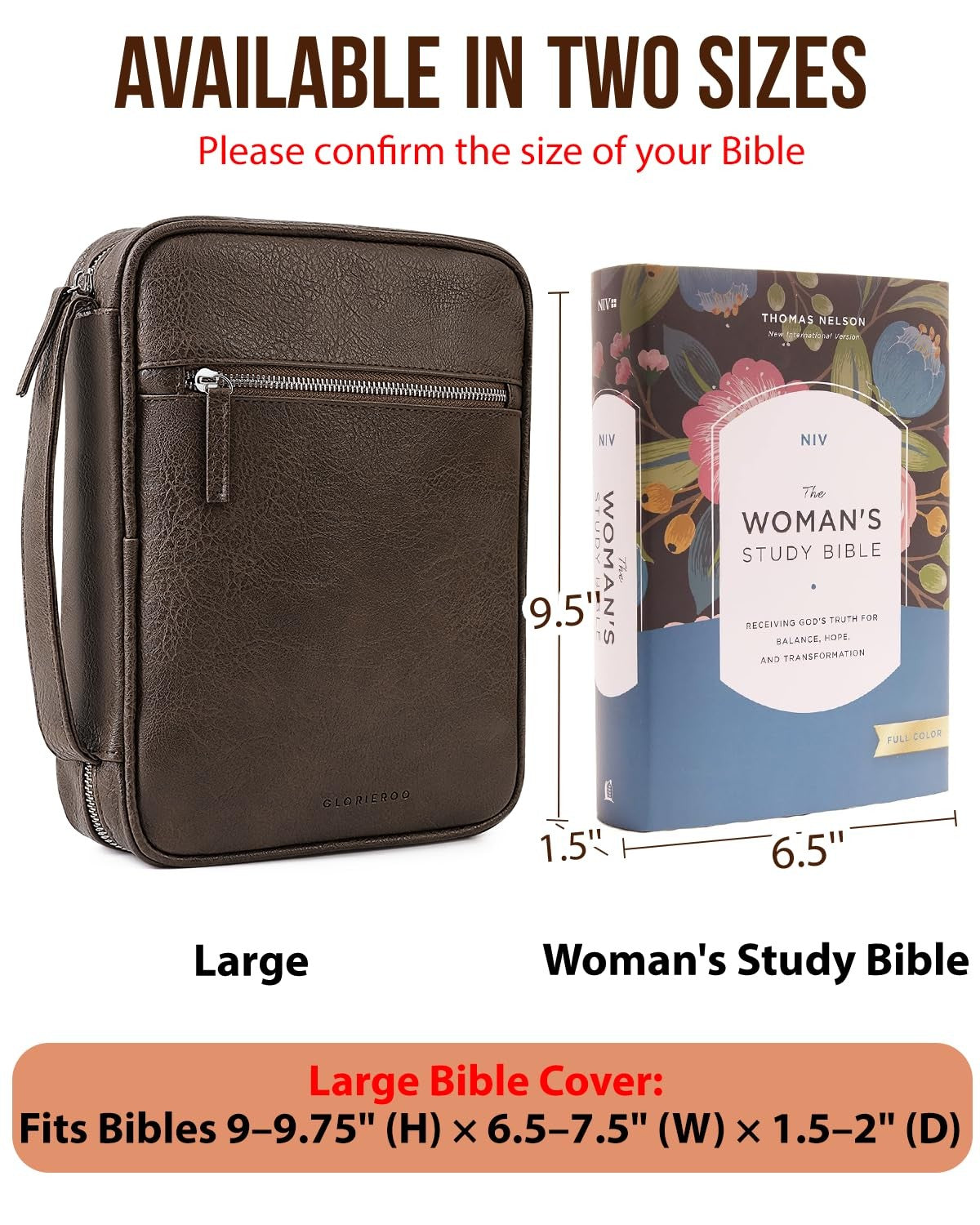Men's Bible Case - Large Faux Leather Cover Fits Bibles Up to 9.75" x 7.5"