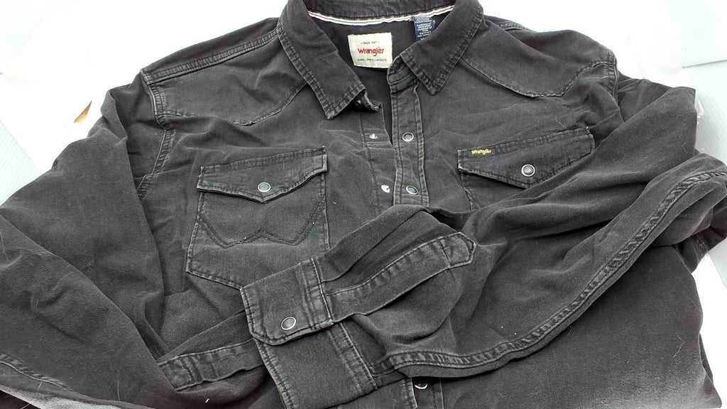 Iconic Denim Regular Fit Black Denim Snap Shirt Size X Large