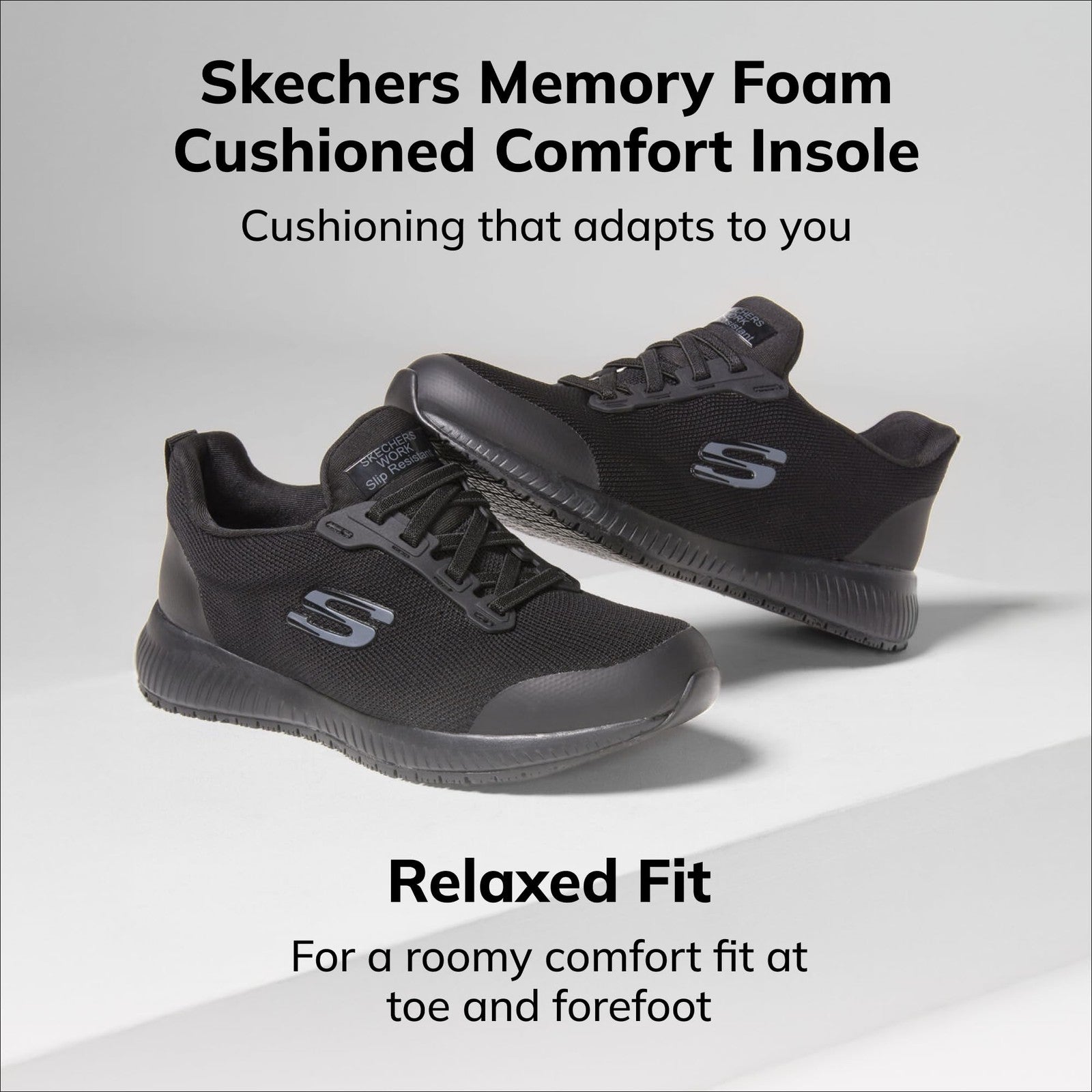 Skechers Women's Squad Sr Food Service Shoe, Black, 9