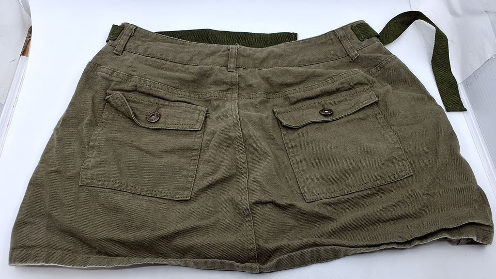 Women’s Y2K Denim Jean Mini Skirt Army Green Camo Low Rise M