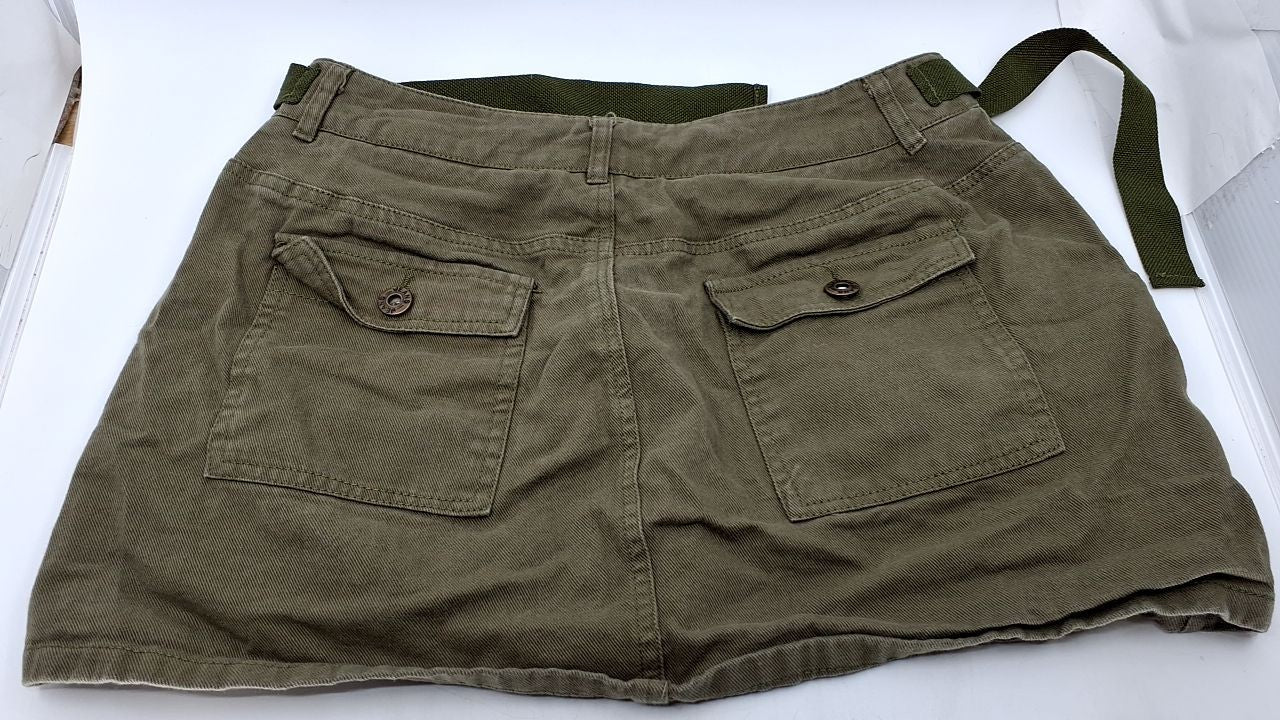 Women’s Y2K Denim Jean Mini Skirt Army Green Camo Low Rise M