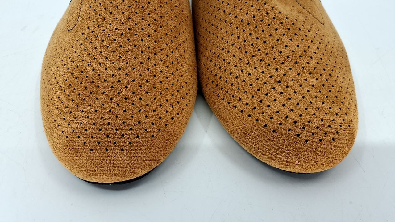 Breathable Brown Mules for Women, Comfortable Slip-On Loafers, Size 7.5