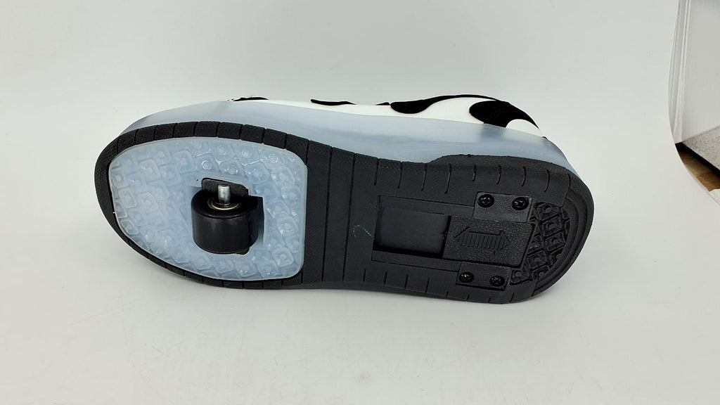 LED Fashion Sneakers for Kids 5.5 USB Rechargeable Roller Shoes Black/White