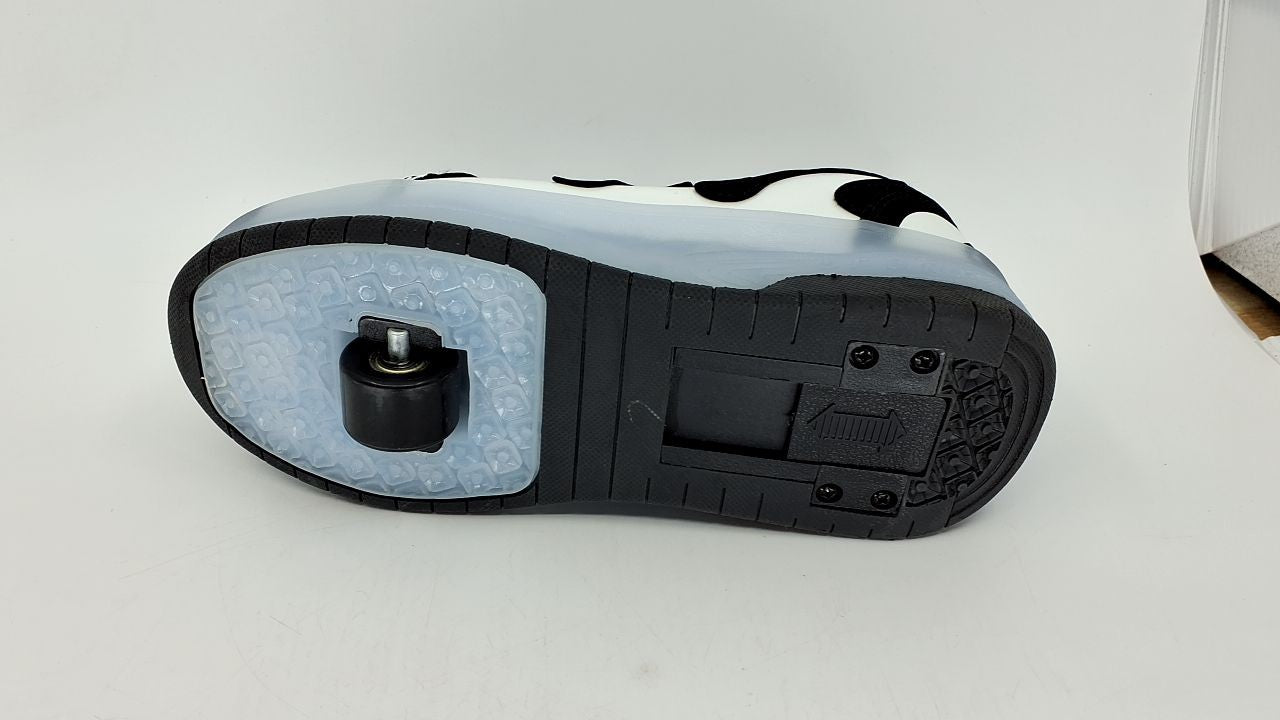 LED Fashion Sneakers for Kids 5.5 USB Rechargeable Roller Shoes Black/White