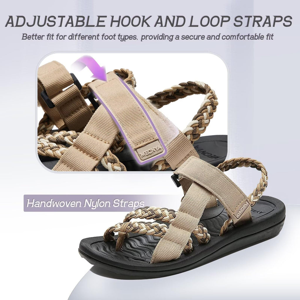 MEGNYA Soft Arch Support Walking Shoes for Women, Adjustable Hook and Loop,  9