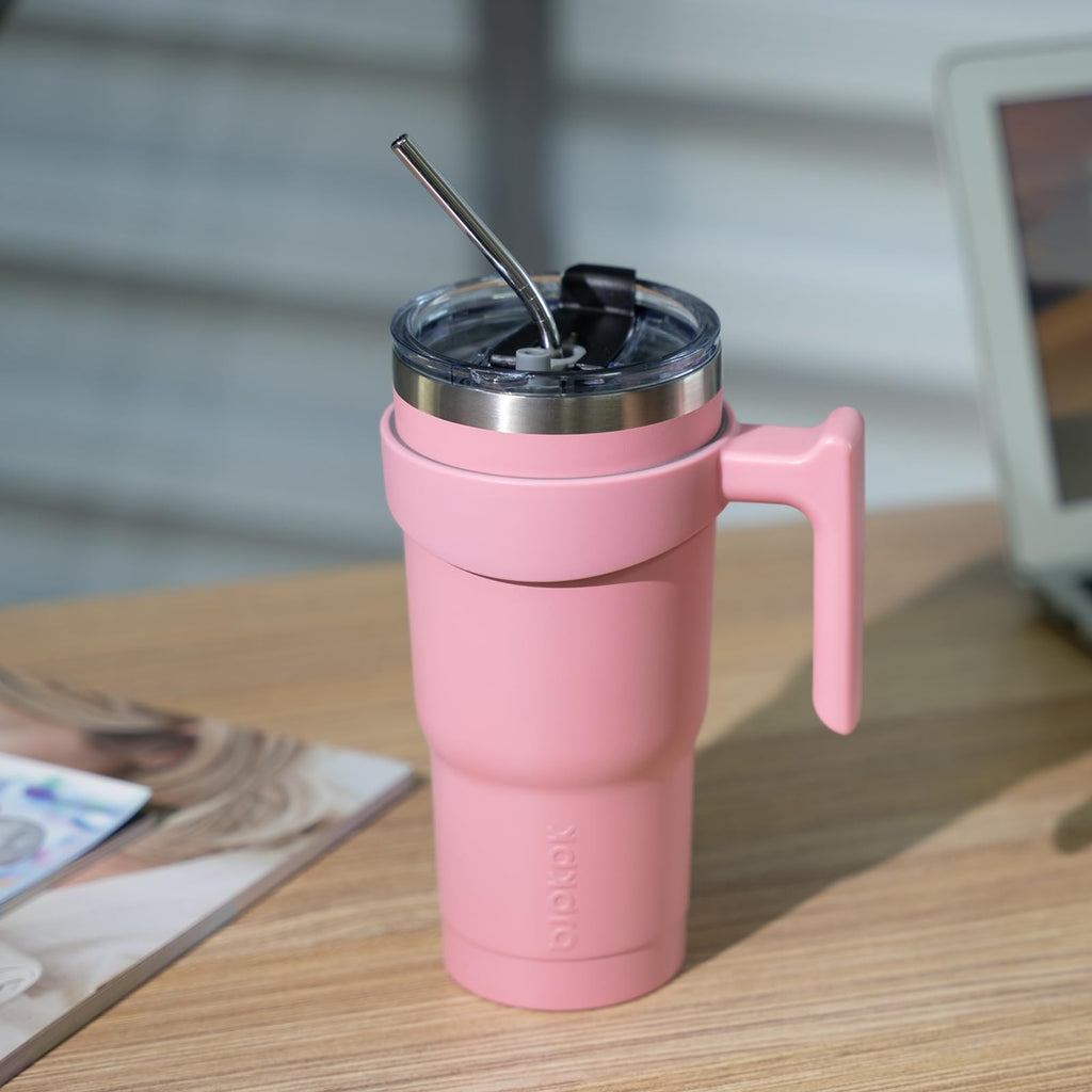 30oz Stainless Steel Tumbler w/ Handle, Cherry Blossom, Insulated Cup