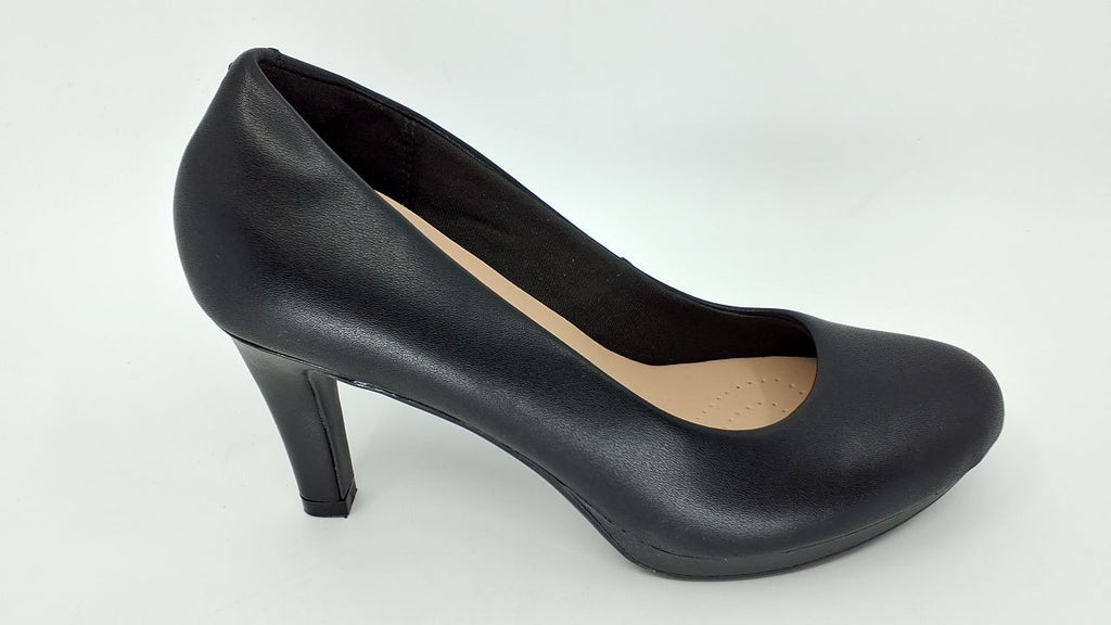Clarks womens Adriel Viola Dress Pump, Black Leather, 7.5 US