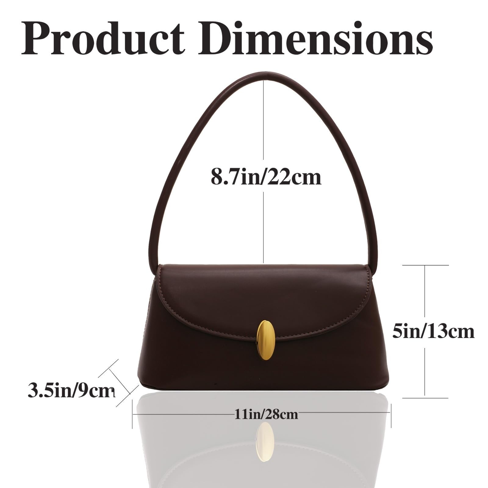 Espresso Retro Tote Handbag Women Small Faux Leather Clutch