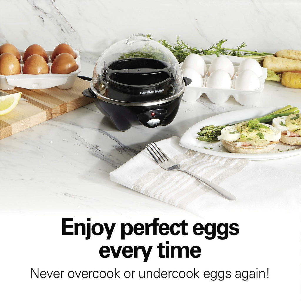Hamilton Beach Egg Cooker, 3-in-1, Holds 7, Black, Omelet & Steamer