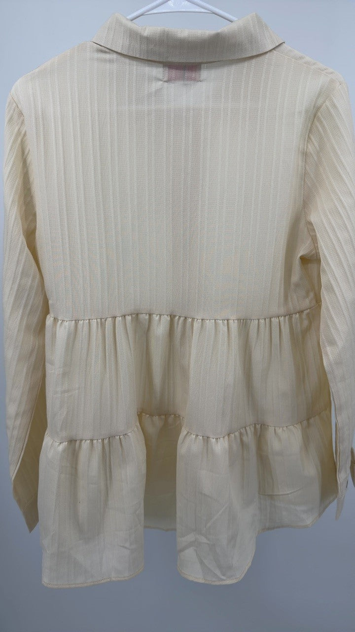 Button-Down Long Sleeve Tiered Shirt