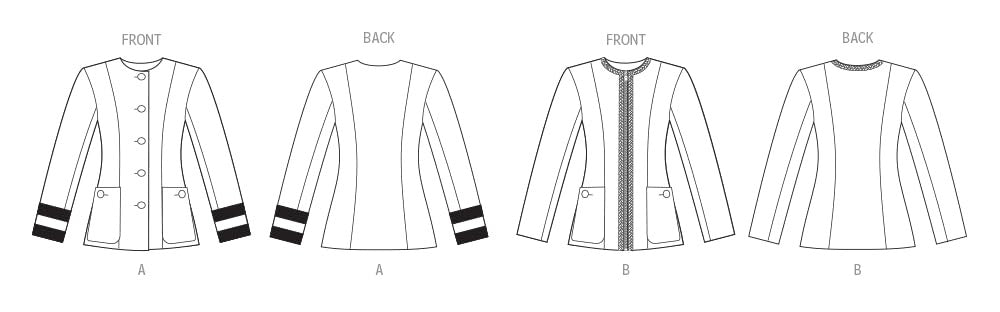 Vogue V2015 Semi-Fitted Jacket Sewing Pattern Sizes 18-26 Multicolor
