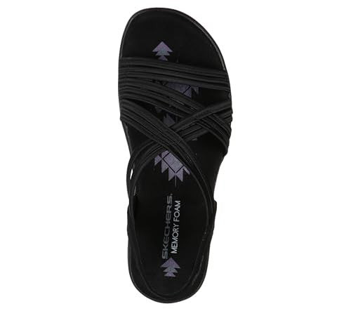 Skechers womens Reggae Slim Simply Stretch Sport Sandal, Black, 9 US