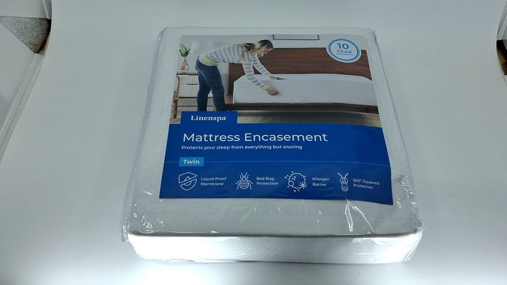 Linenspa Twin Size Waterproof Mattress Encasement, Quiet Cover, White