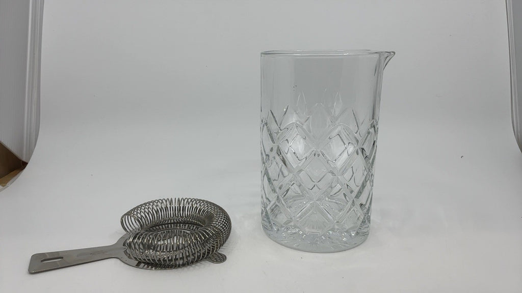 Elegant Cocktail Mixing Glass & Stainless Steel Strainer Set