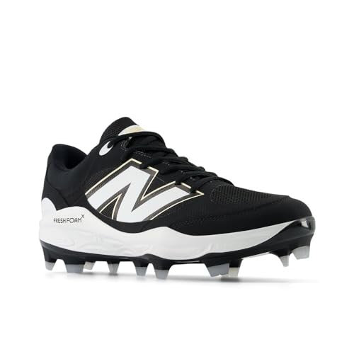 New Balance Men's Fresh Foam 3000 V7 Molded Baseball Shoe, Black/White, 10