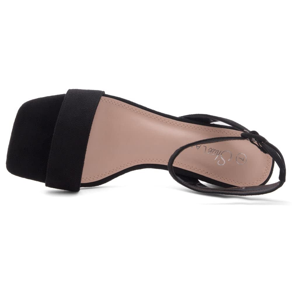Size 10 Women's Dressy Sandals, 1 Inch Block Heel, Adjustable Ankle Strap