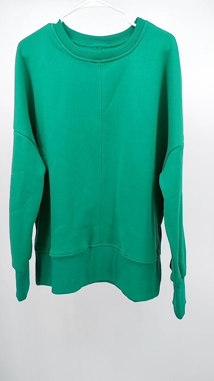Side Slit Round Neck Long Sleeve Sweatshirt
