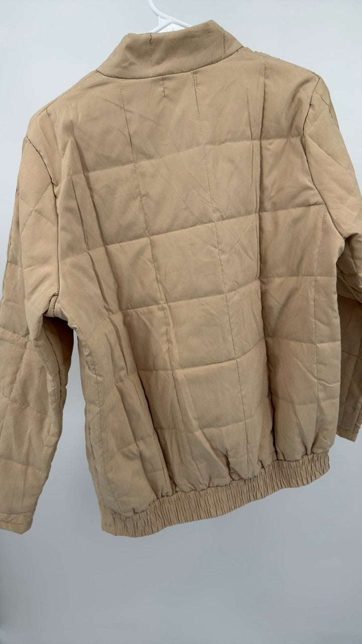 Full Size Zip Up Quilted Bomber Jacket Plus Size