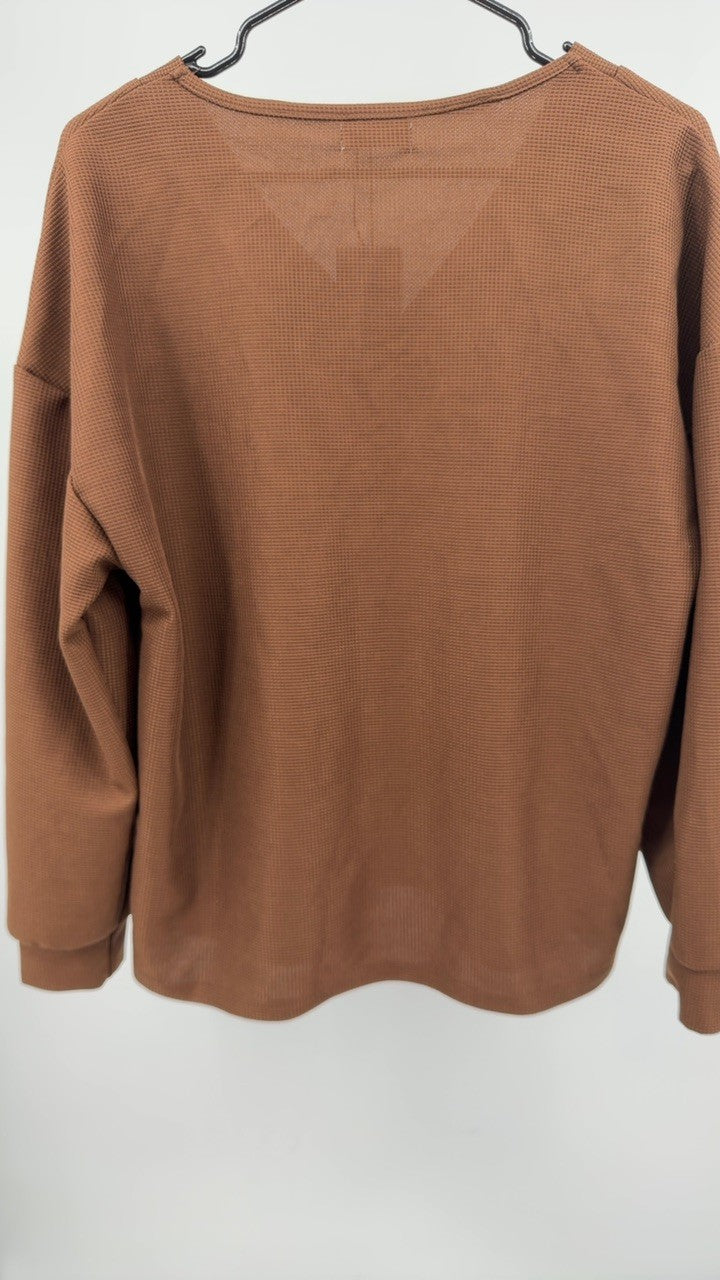 V-Neck Waffle Knit T-Shirt
