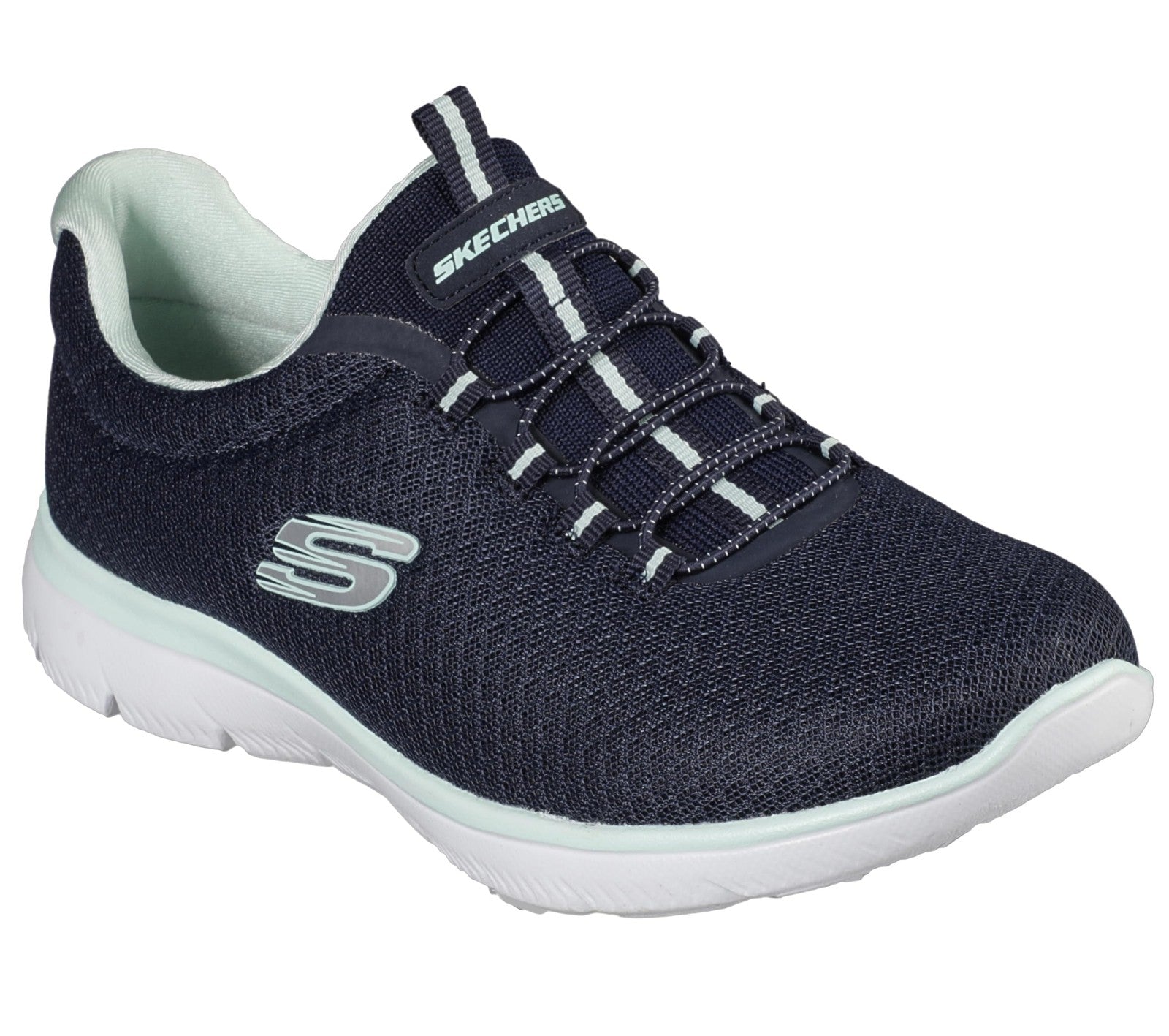 Skechers womens Summits Sneaker, Navy/Aqua, 10 Wide US