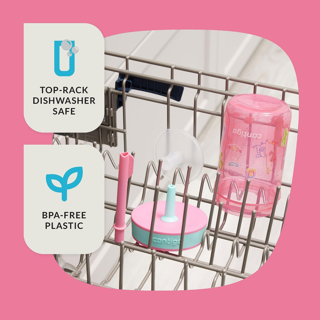 Contigo Leighton Kids Water Bottle 2-Pack 14oz Spill-Proof Blue Raspberry/Azalea